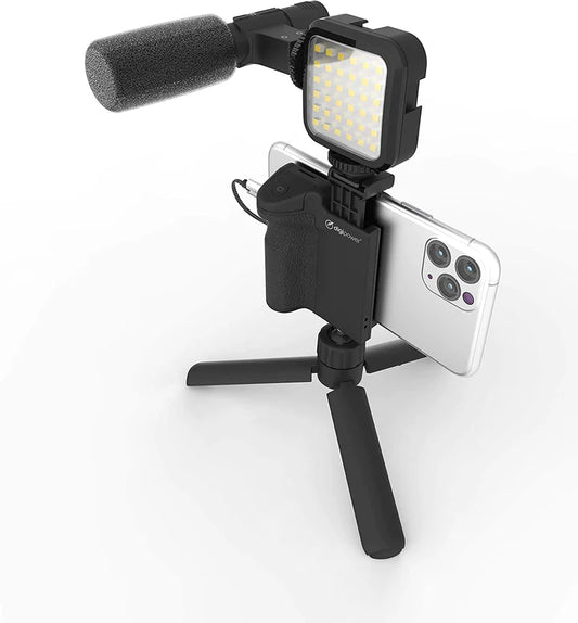 Vlogging Kit For Live Streaming Microphone LED Light And Mini Tripod